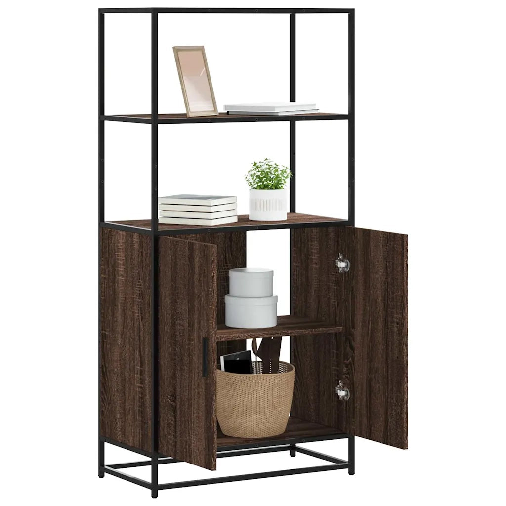Credenza-Buffet-Armadio da cucina Rovere Marrone 68x35x139 cm Legno Multistrato Metallo 807731