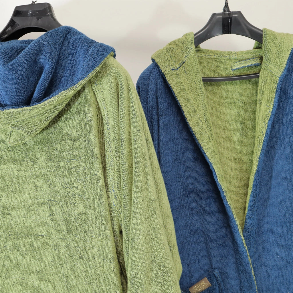 Seha, Accappatoio 100% Cotone con Cappuccio Reversibile, blu Indaco