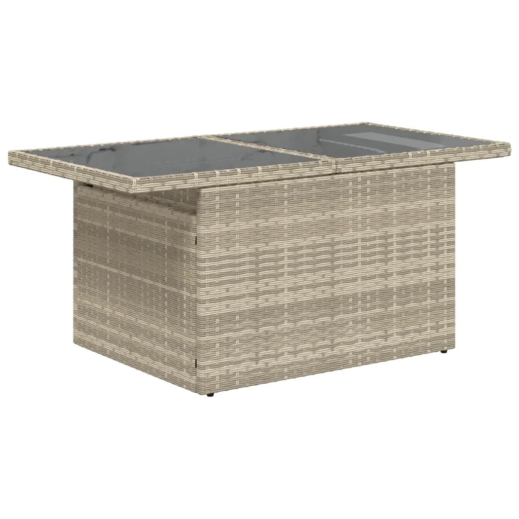 Tavolo Giardino | Tavolino da esterno Piano Vetro Grigio Chiaro 100x55x73 Polyrattan