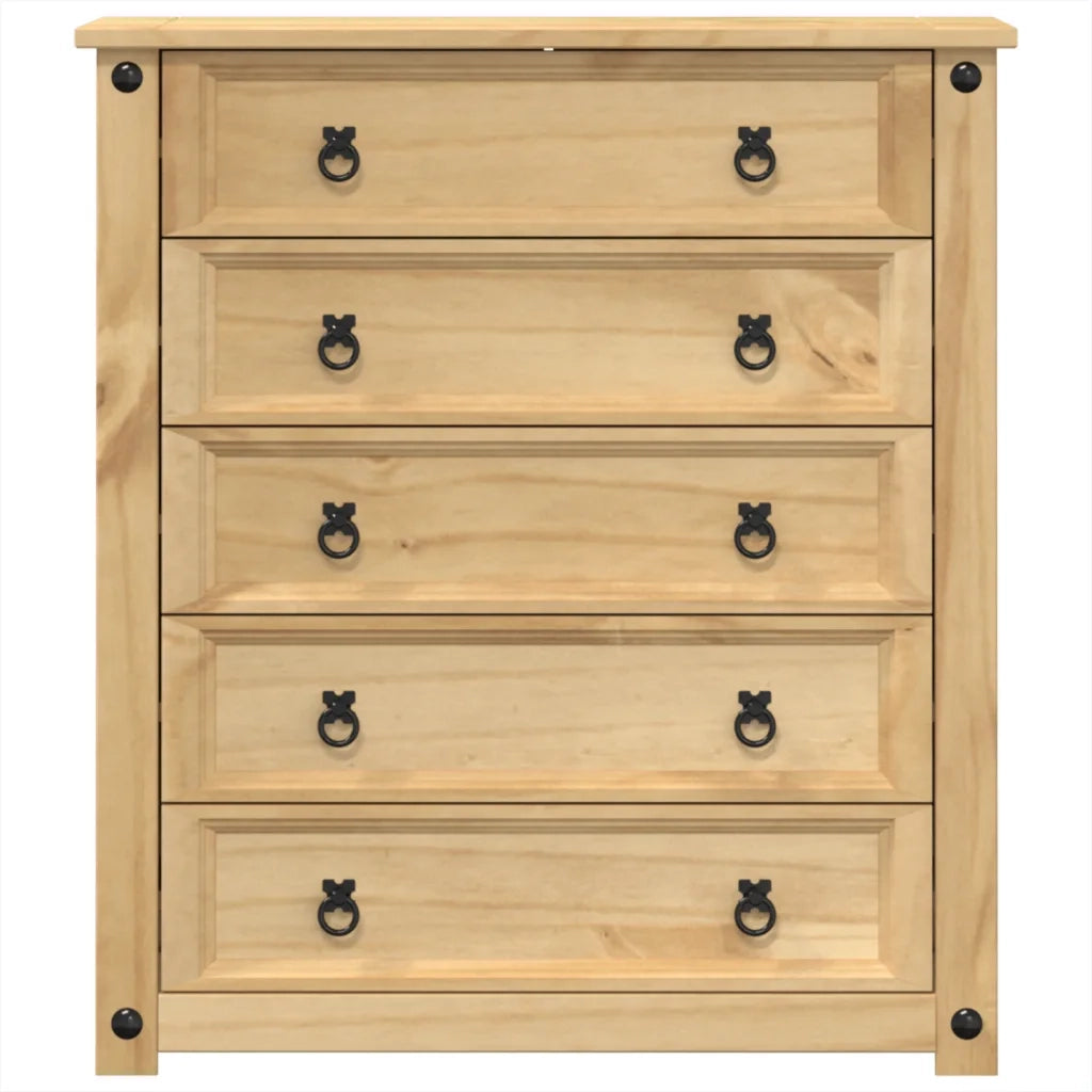 Cassettiera Corona 80x40x89 cm in Legno Massello di Pino 4005673