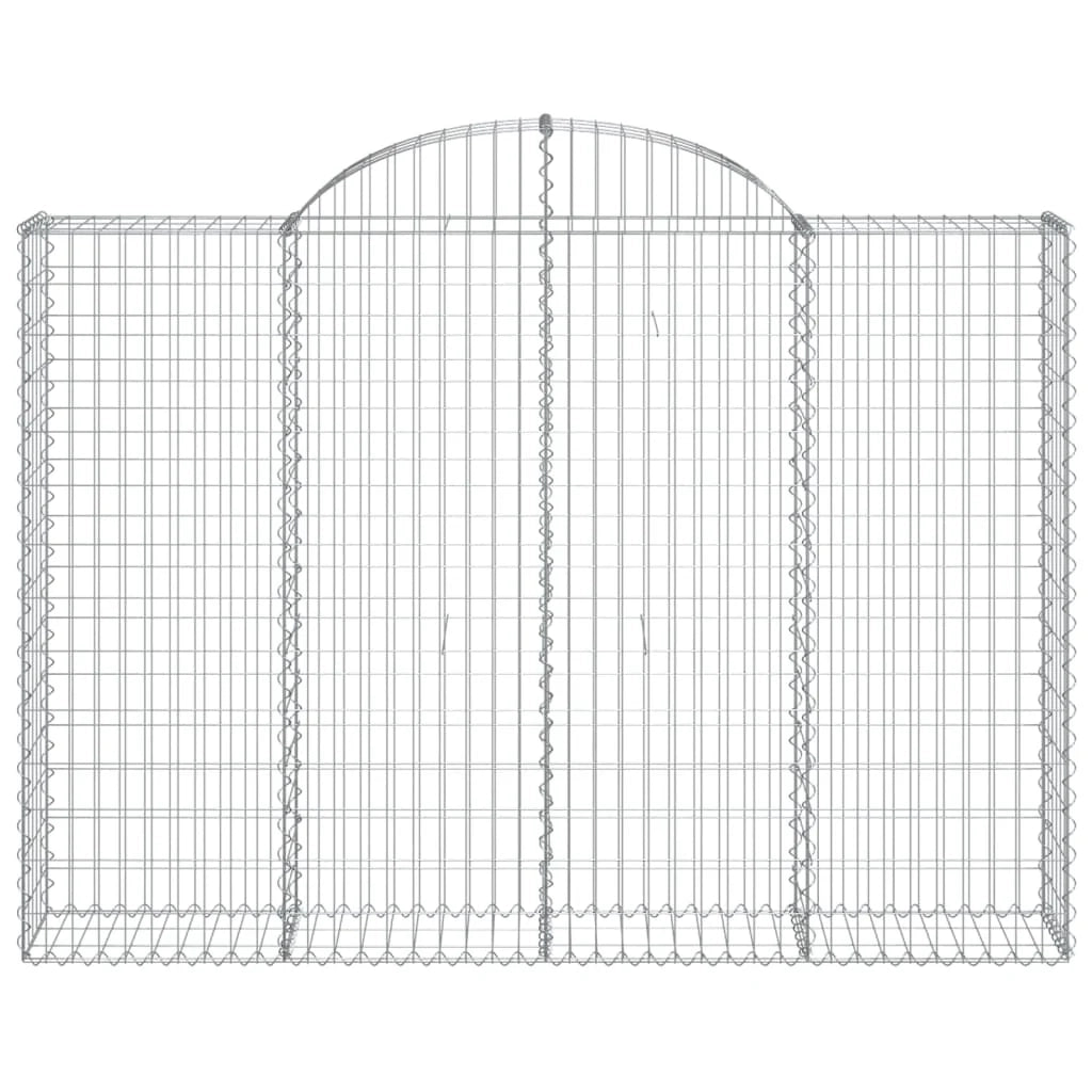 Cestini gabbioni recinzione a gabbia muro di contenimento ad arco 5 pezzi 200 x 30 x 140/160 cm ferro zincato argento 02_0040872