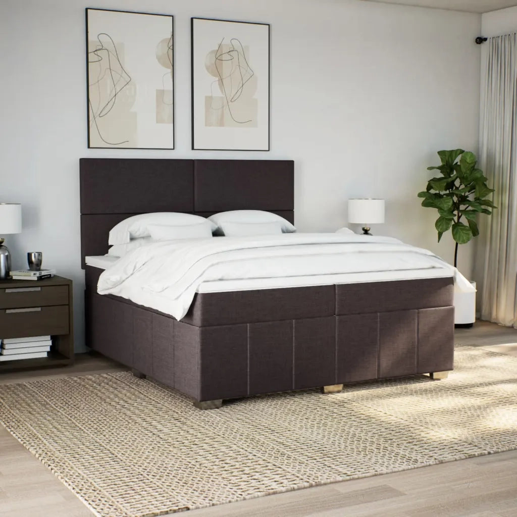 Giroletto a Molle con Materasso Marrone Scuro 200x200cm Tessuto 3294071