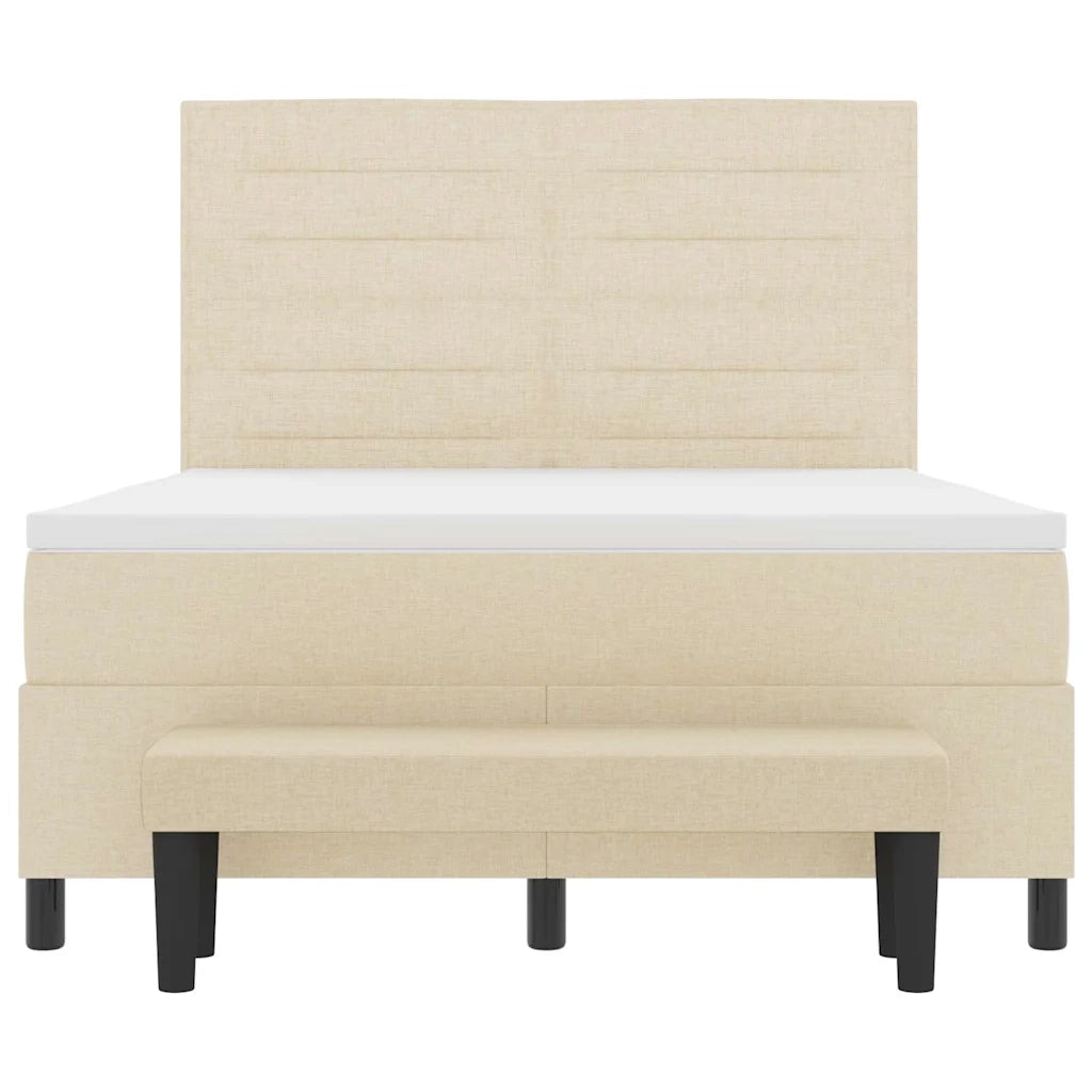 Letto a molle con testiera Crema 140 x 190 cm Tessuto 3343993