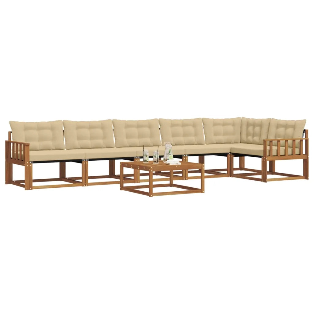 Set di divani da esterno con cuscino 7 pcs Naturale e Beige 3369528