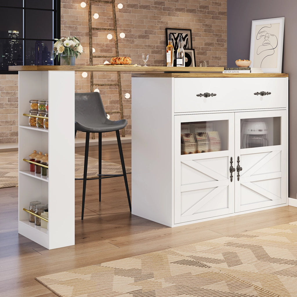 Tavolo Bar Allungabile con Vano Contenitore ¨C MINIMAL ¨C Bianco, 138-204x39x104 cm