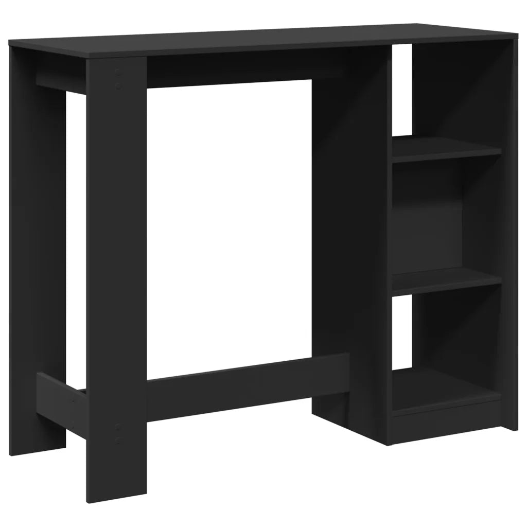 Tavolo Bar con Ripiano Nero 124x46x103,5 cm Legno Multistrato