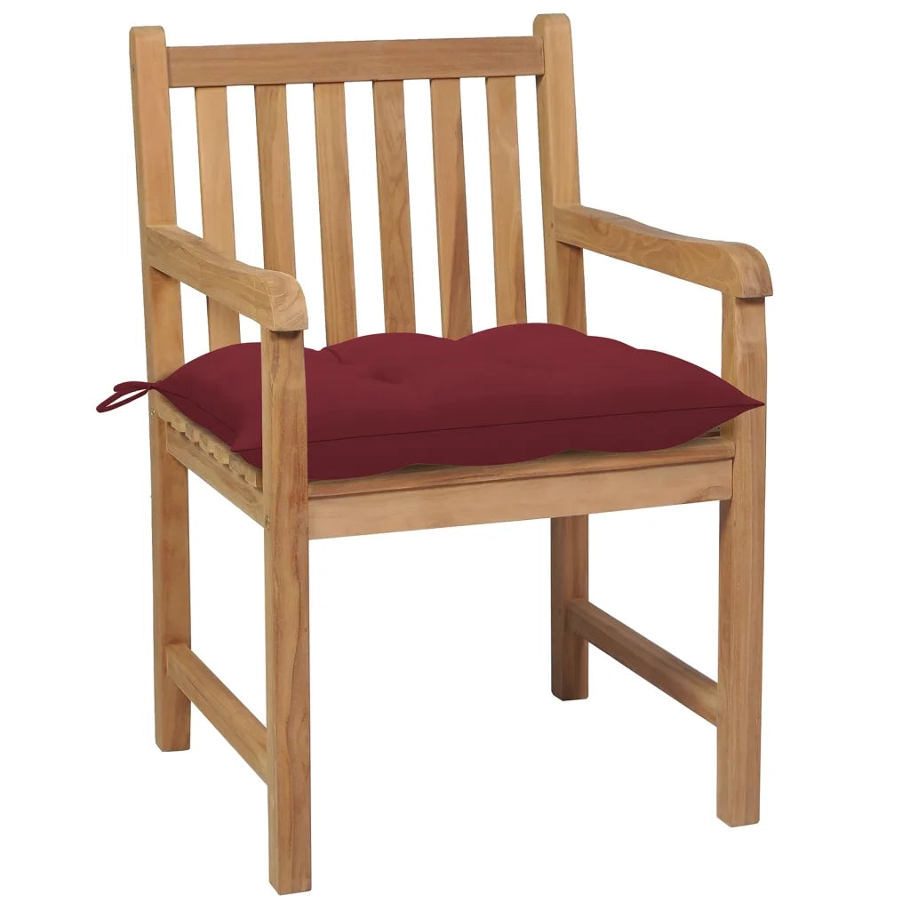Sedie da Giardino 8 pz con Cuscini Rosso Vino Massello di Teak 3073082