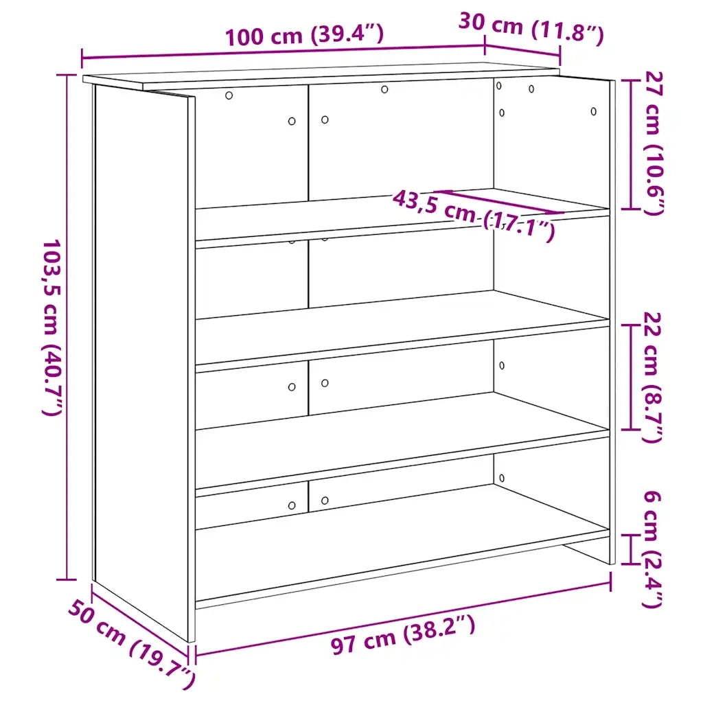 vidaXL Banco Reception Rovere Fumo 100x50x103,5cm in Legno Multistrato