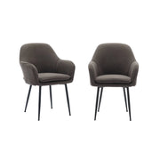 Set 2 poltrone in velluto a coste con gambe in metallo, grigio scuro