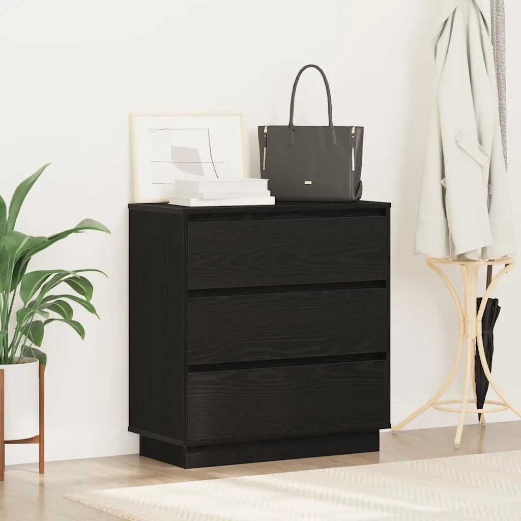Armadio da Notte con cassetto Rovere Nero 71 x 34,5 x 75 cm 869635