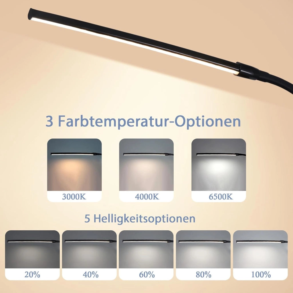 ZMH Lampada da tavolo LED nera 5W USB luce diurna orientabile per ufficio