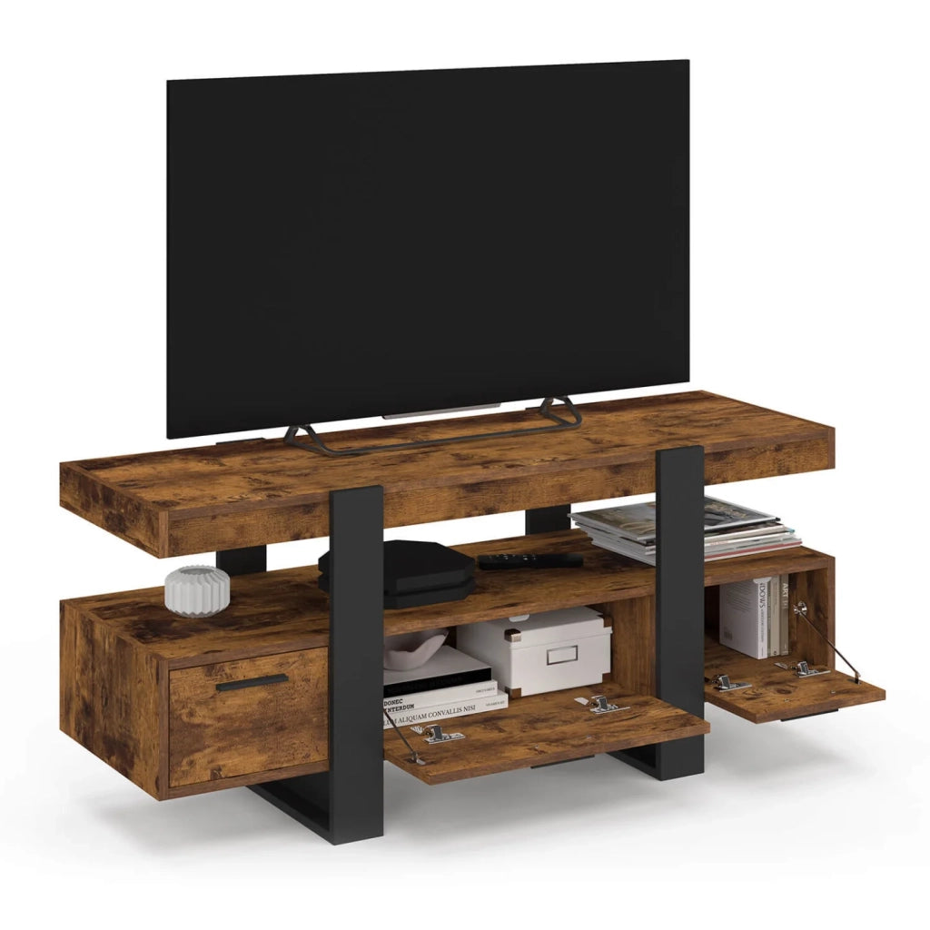 IDMarket - Supporto TV PHOENIX da 116 cm con cassetti in legno effetto invecchiato e nero