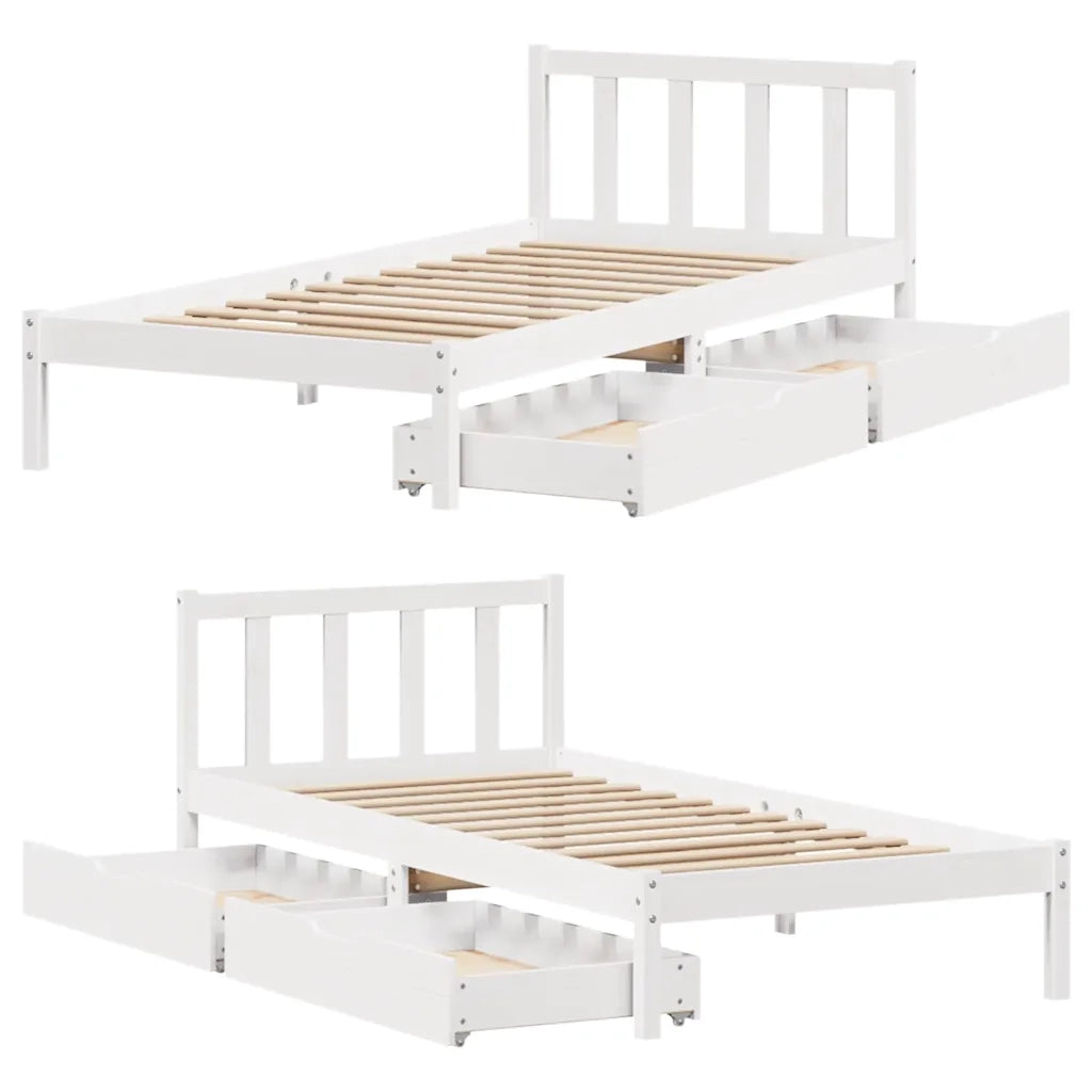 Letto senza Materasso-Struttura Letto Bianco 90x190 cm in Legno Massello Pino 849054
