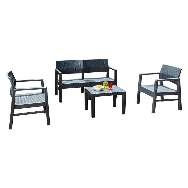 MAURY'S SET MOREEA DA GIARDINO EFFETTO RATTAN IN COLORE ANTRACITE