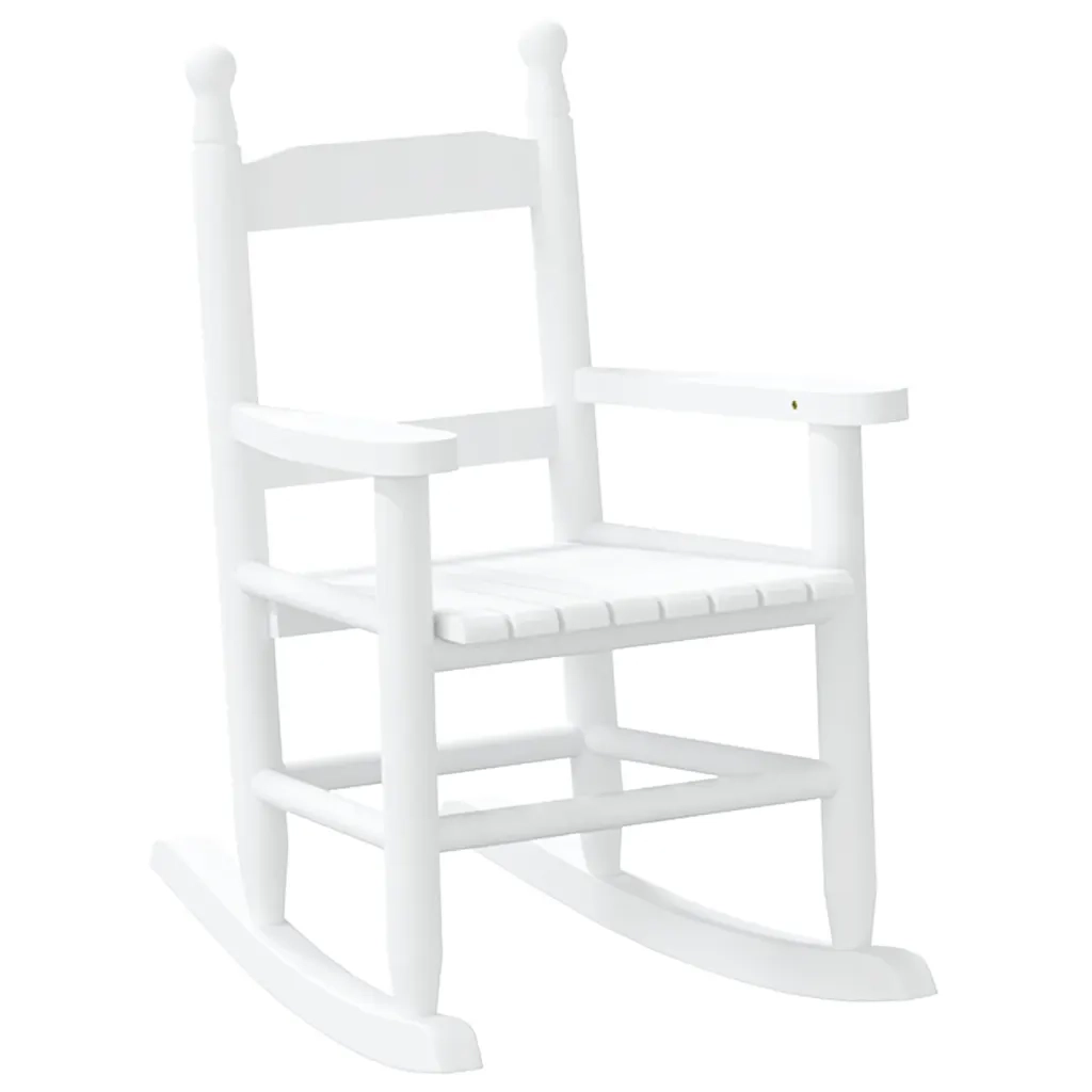 Sedia a Dondolo per Bambini Bianca in Legno Massello di Pioppo CFW7197136