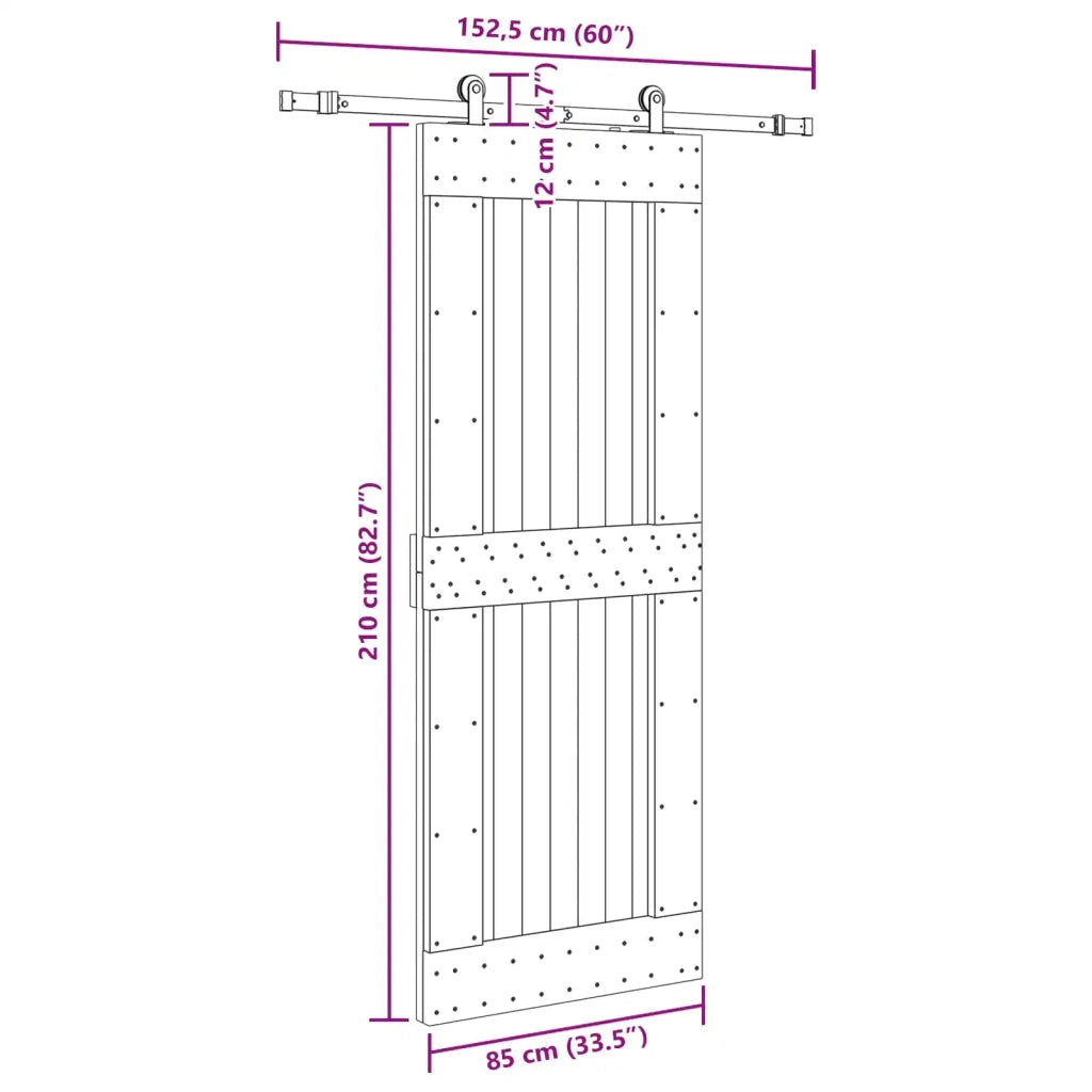 Porta scorrevole NARVIK Naturale e Nero 85 x 210 cm (152,5 cm) 3445313