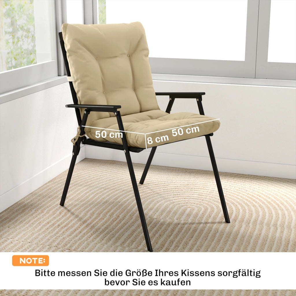 Cuscino per sedili da esterno con schienale e cinghie; rivestimento idrorepellente per interno ed esterno; beige