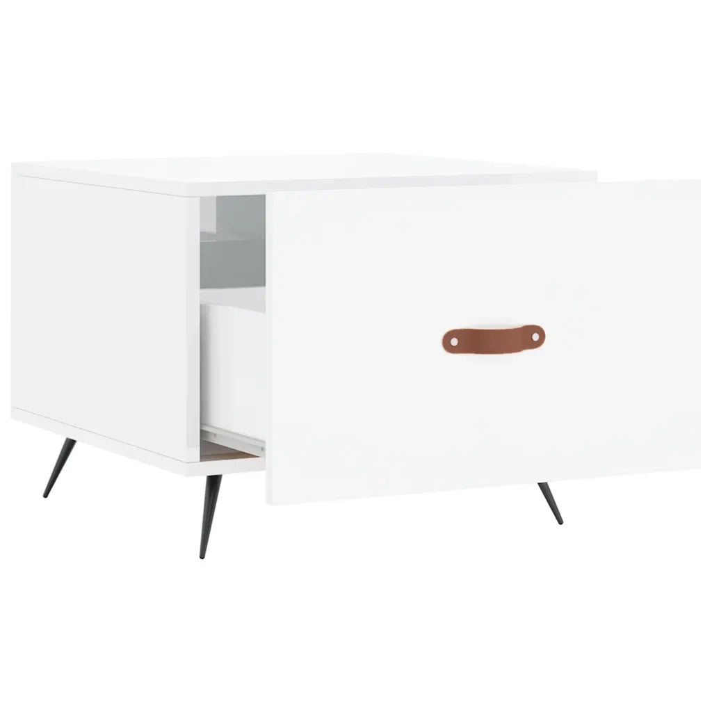 Tavolino da salotto | Tavolino da caff¨¨ | Tavolino da Soggiorno Bianco Lucido 50x50x40 cm Legno Multistrato