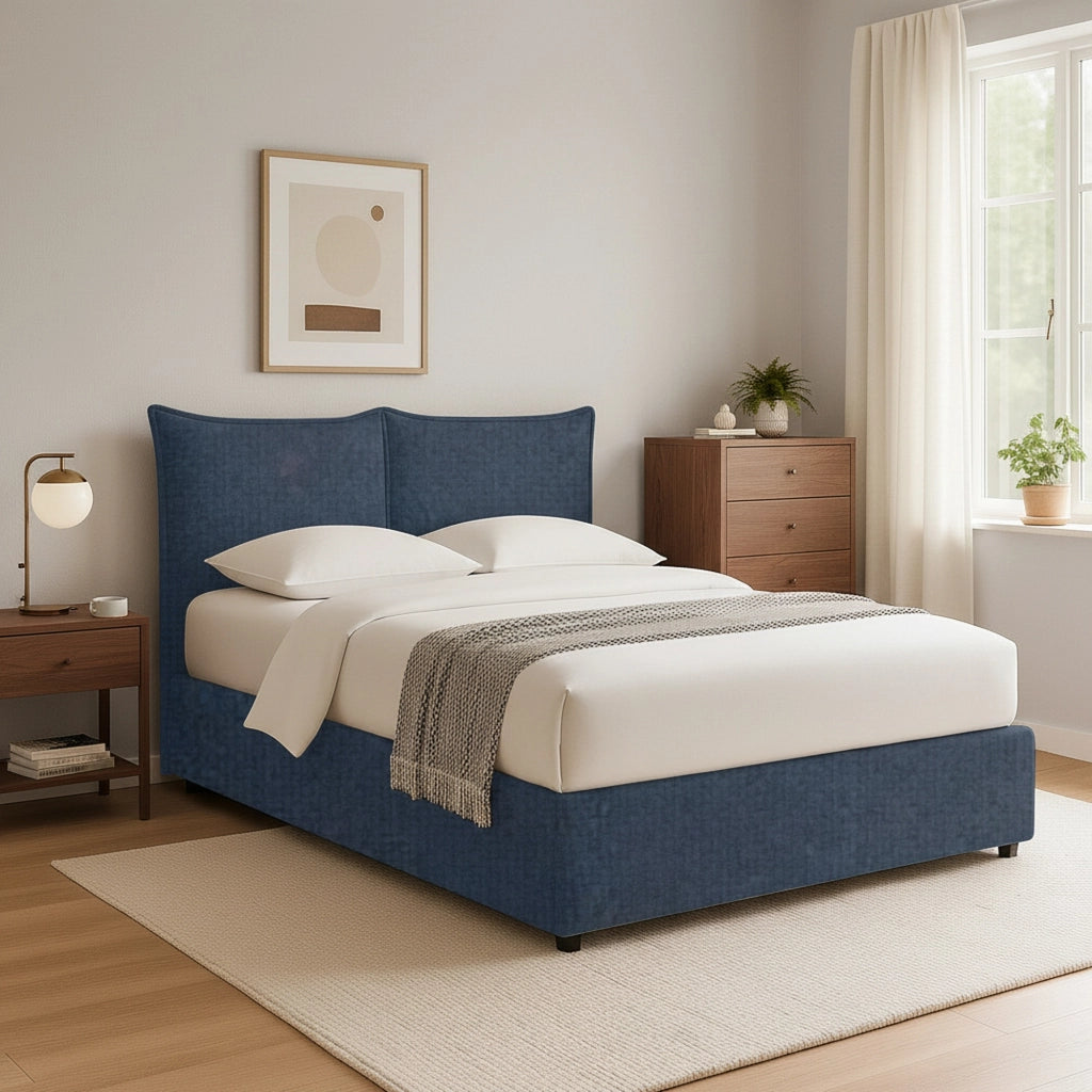 Chatteris, Letto Singolo Sfoderabile Made in Italy, blu