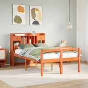 Letto Libreria senza Materasso Marrone Cera 135x190 cm in Pino 3322068