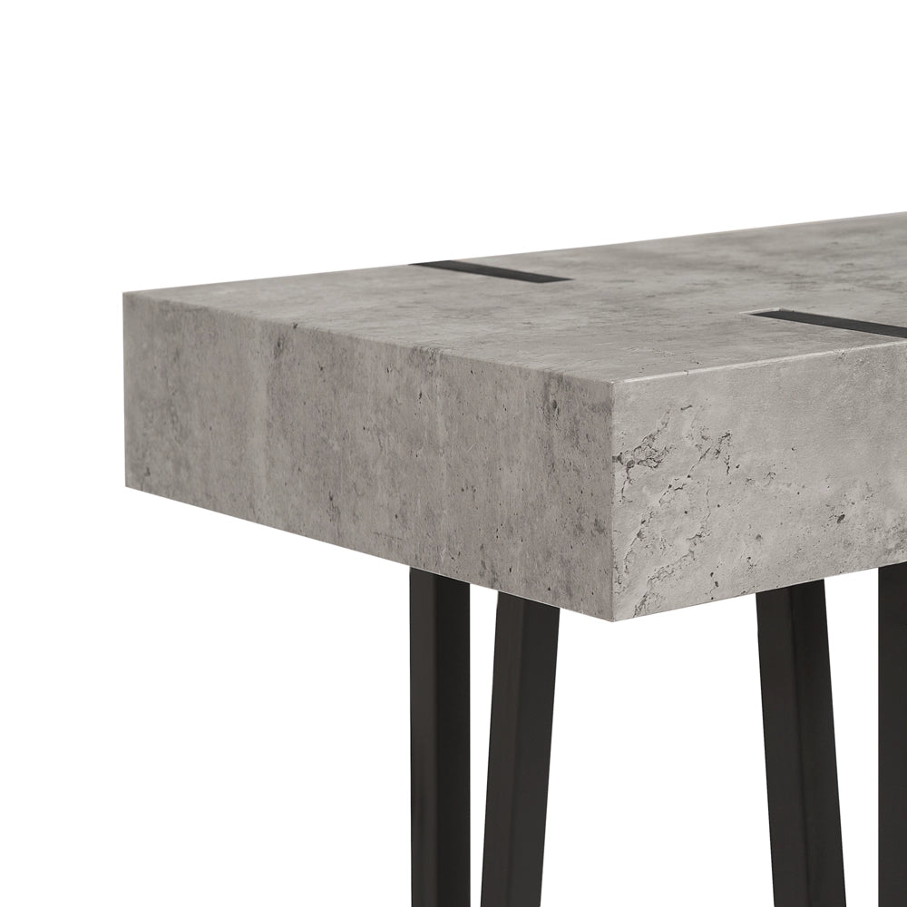 Consolle Grigio Chiaro Piano Gambe A Forcella In Metallo Nero 100 x 40 cm Stile Industriale Rettangolare