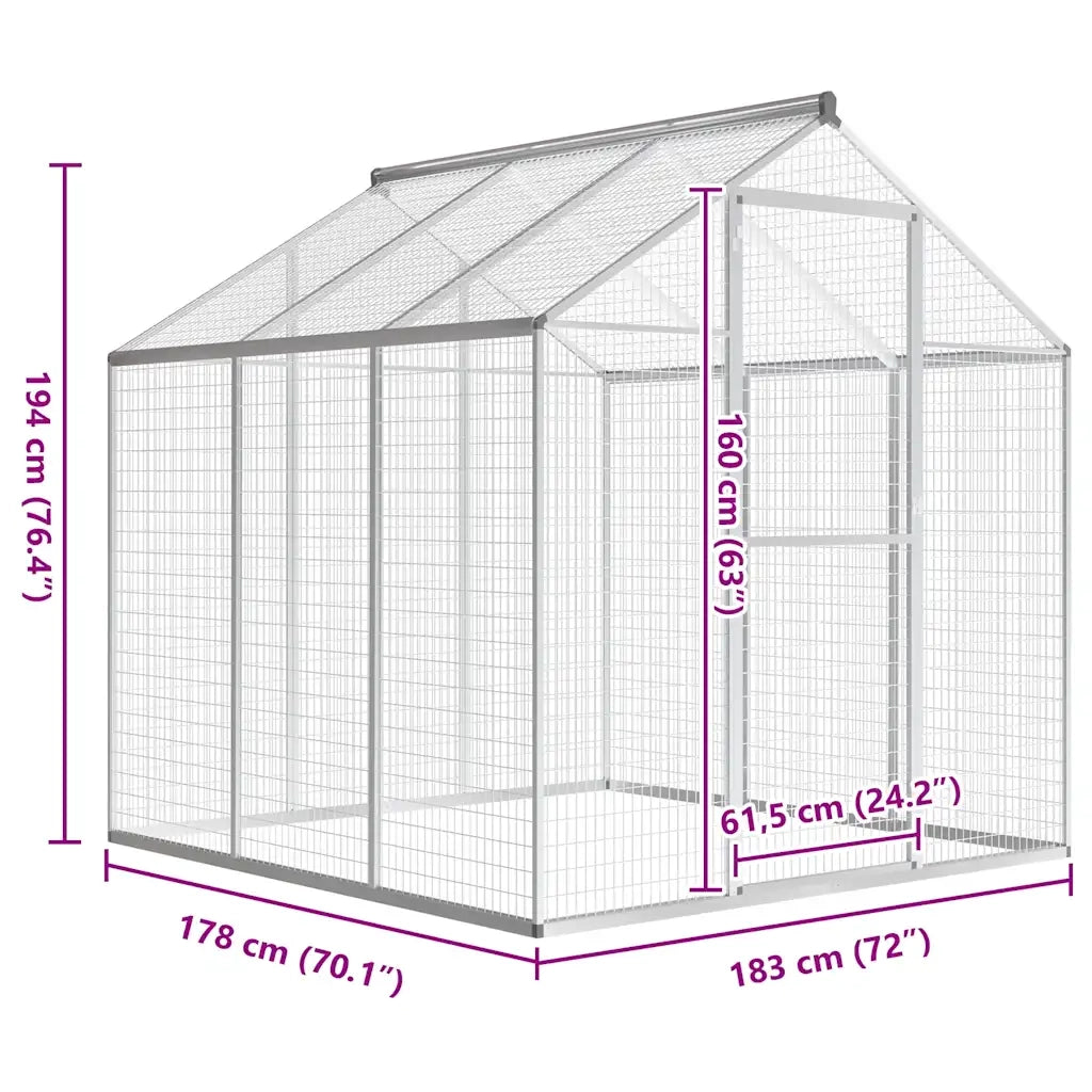 Voliera da Giardino in Alluminio 183x178x194 cm 45219