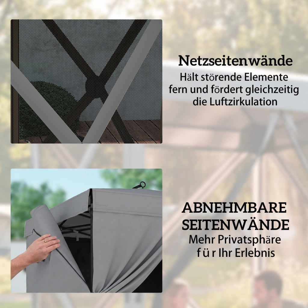 Gazebo Faltpavillon ¨C Zephmum ¨C 185x185 cm Grigio con 4 Pannelli Mesh