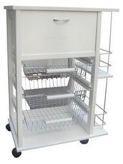 CARRELLO PORTAFRUTTA VESUVIO BIANCO CON PORTA PANE E BOTTIGLIERA 85 X 59 X 39 CM