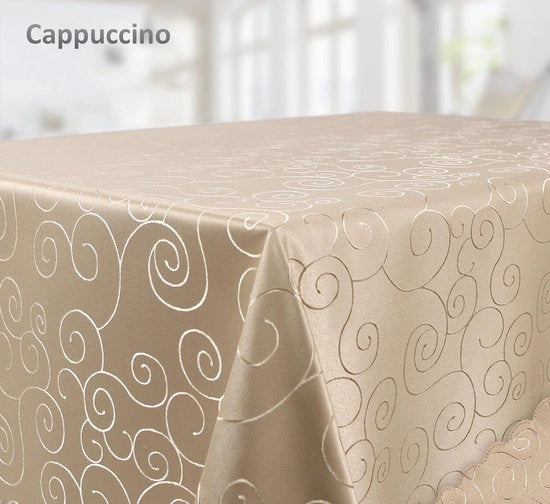 Tavolo con tovaglia damascata stile ornato - Resistente alle pieghe e alle macchie - Facile da pulire