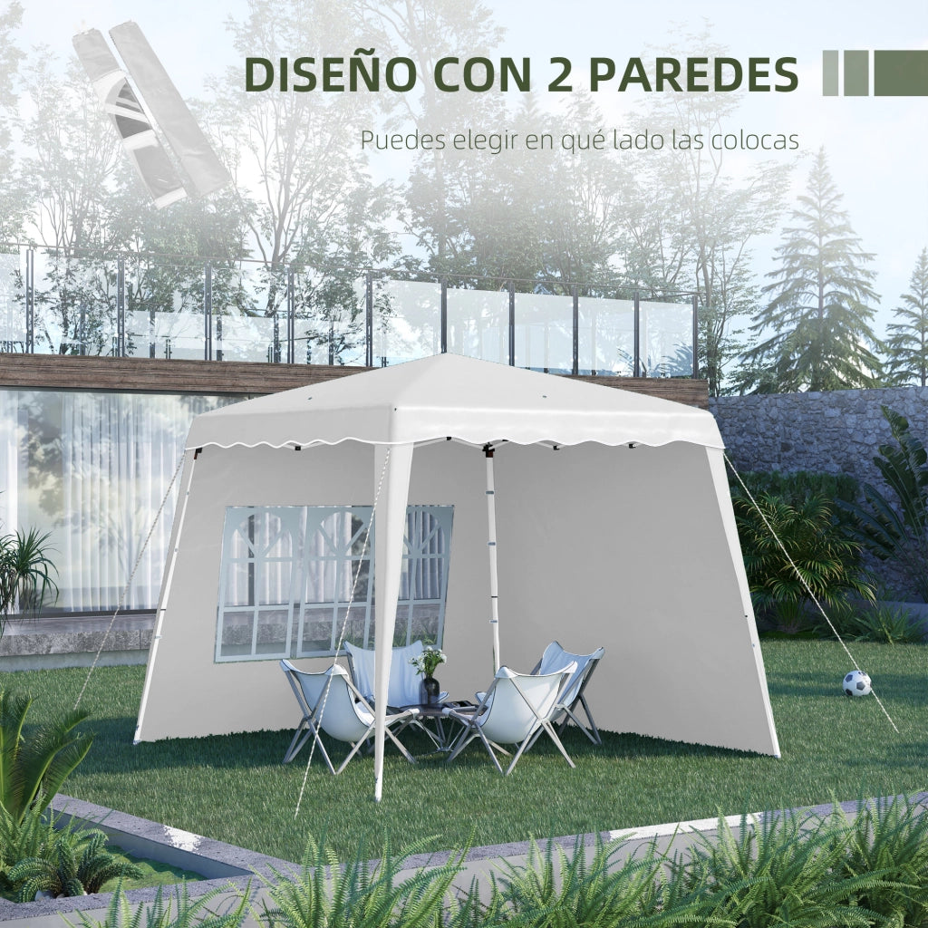 Carpa Pieghevole per Giardino con 2 Pareti Laterali ¨C Zephmum ¨C 2.89x2.89m Bianco