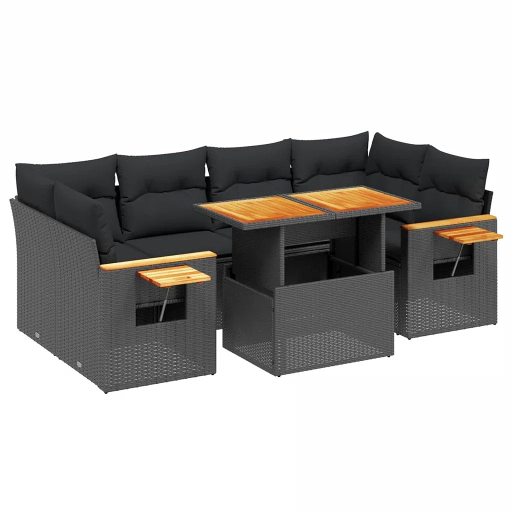 Set Divani da Giardino con Cuscini 7pz Nero Polyrattan 3273414