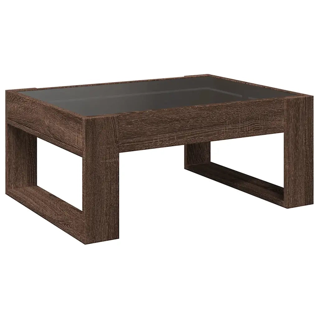 Tavolino da Salotto con LED Infinity Rovere Marrone 70x53x30 cm