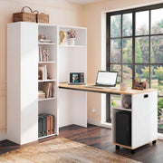 Scrivania pieghevole 2 in 1 con libreria, presa EU e USB, bianco, MDF, 104,5 × 30,5 × 160 cm