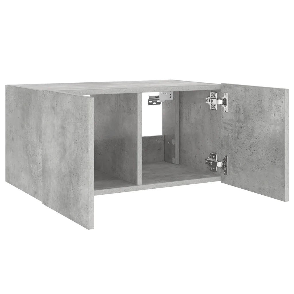 Mobile TV a Parete con Luci LED-Mobile TV a Muro Grigio Cemento 60x35x31 cm