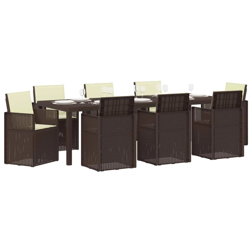 Set da Pranzo per Giardino con cuscino 9 pcs Marrone e Crema PP 3430091