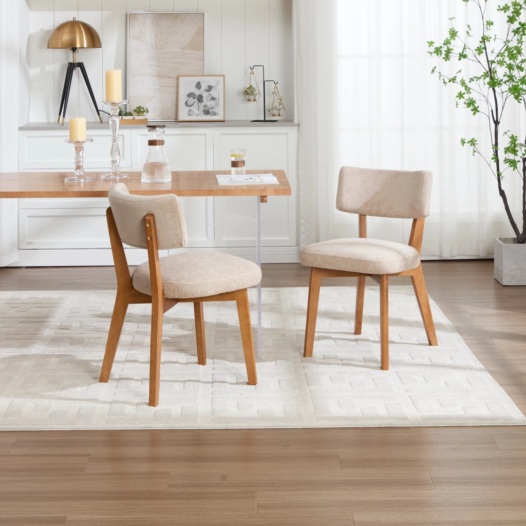 Sedie da Pranzo Set 2 Pezzi ¨C MINIMAL ¨C Tessuto Imbottite Gambe Legno Massello