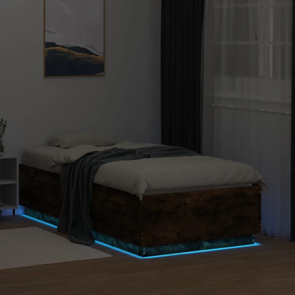 Giroletto Luci LED Rovere Fumo 90x190 cm in Legno Multistrato