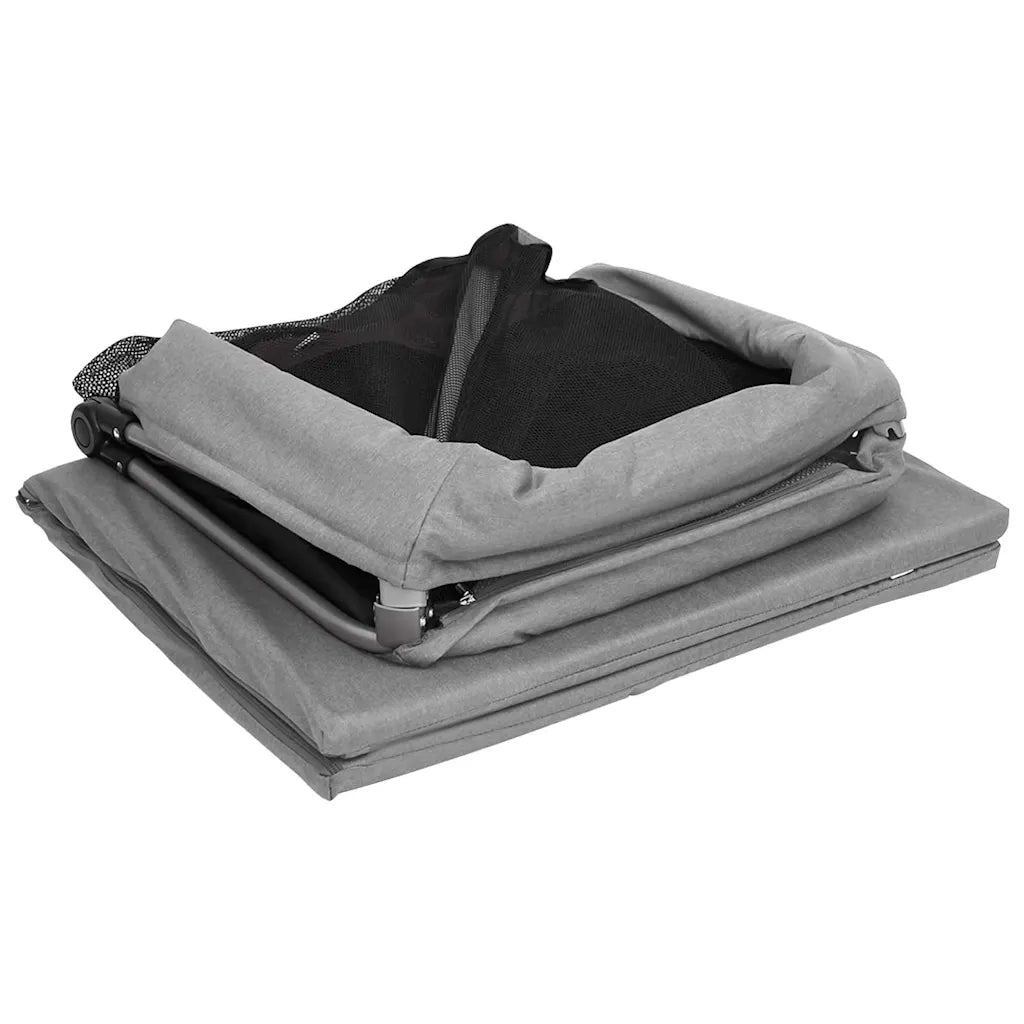 Box per Bambini con Materasso Grigio Chiaro Tessuto di Lino cod mxl 70947