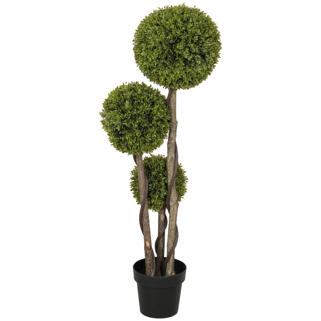 Pianta Artificiale Bosso 3 Sfere ¨C zephmum ¨C Verde, Vaso Incluso 115 cm