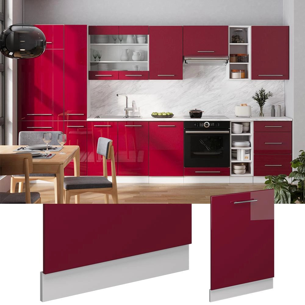 Pannello frontale della lavastoviglie Fame-Line Bordeaux lucido/Bianco 60 cm, PL Rovere Vicco