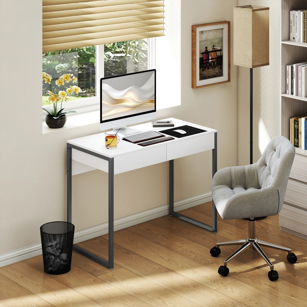 Scrivania con 2 Cassetti ¨C Zephmum ¨C Bianco 100x50x75 cm