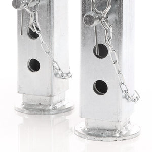 Set 2 piedi stabilizzatori per rimorchi roulotte 350mm, orientabili max 1300kg