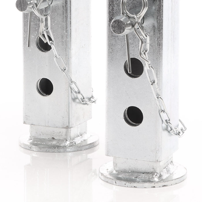 Set 2 piedi stabilizzatori per rimorchi roulotte 350mm, orientabili max 1300kg