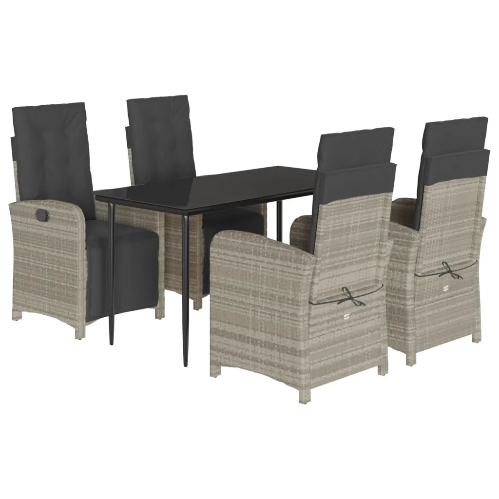 Set Pranzo da Giardino 5pz con Cuscini Grigio Chiaro Polyrattan 3212600