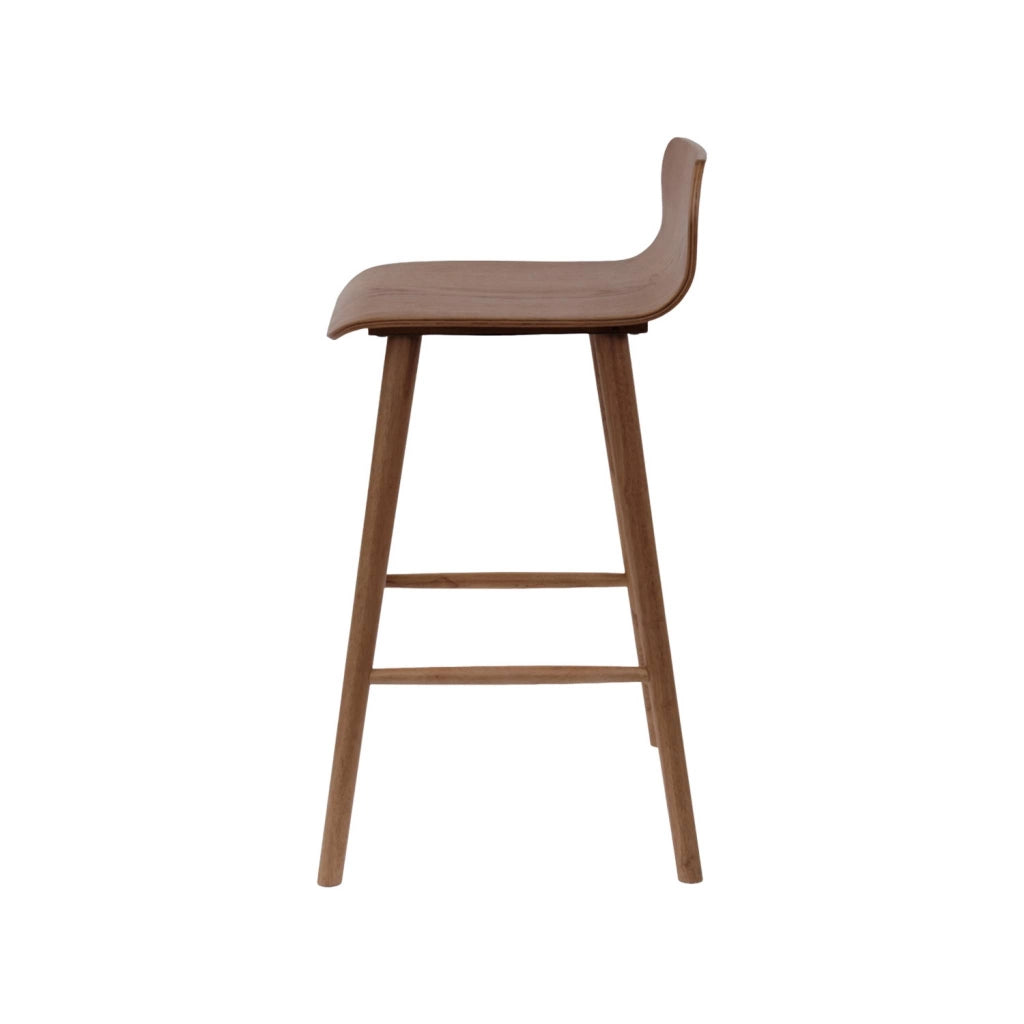 Set 2 sgabelli da bar scandinavo in legno di hevea 67,5 cm, noce