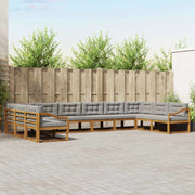 Set di divani da esterno 10 pcs Grigio Naturale e Chiaro