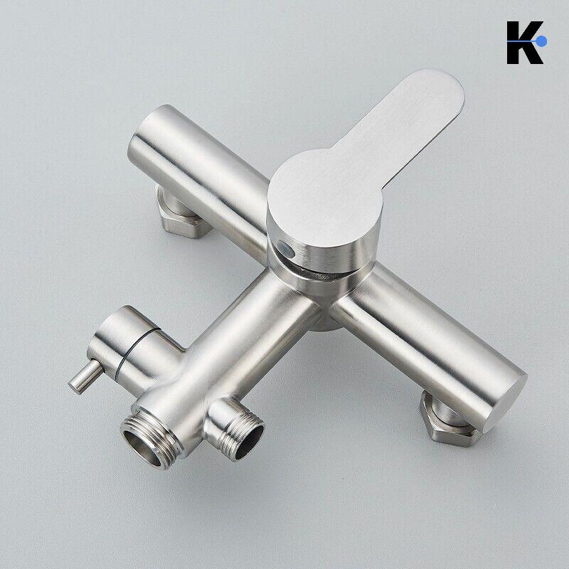 JANA | Set pioggia premium in acciaio inox spazzolato | Miscelatore doccia di design | Miscelatore doccia completo di doccetta