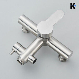 JANA | Set pioggia premium in acciaio inox spazzolato | Miscelatore doccia di design | Miscelatore doccia completo di doccetta