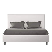 Letto matrimoniale king size contenitore imbottito 170x210 similpelle bianco Focus