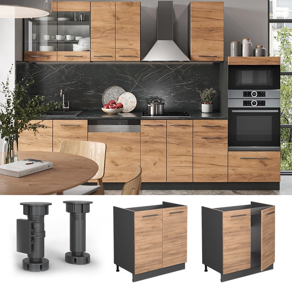 Mobile lavello cucina Fame-Line Rovere dorato/Antracite 80 cm senza piano di lavoro Vicco